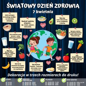 Światowy Dzień Zdrowia – dekoracja w 3 rozmiarach (dymki z dobrymi radami)