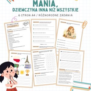 Test z lektury Mania, dziewczyna inna niż wszystkie – 6 stron A4 (PDF) sprawdzian