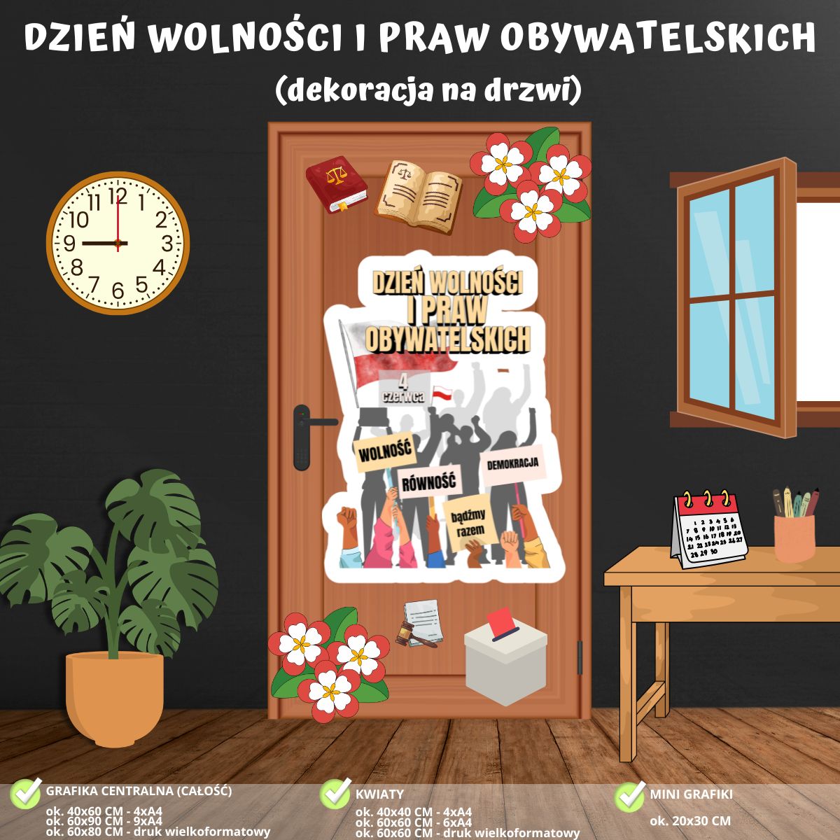 Dzień Wolności i Praw Obywatelskich – dekoracja na drzwi (PDF do druku) (2)