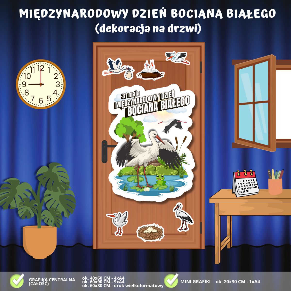 Międzynarodowy Dzień Bociana Białego – dekoracja na drzwi (PDF do druku) (1)