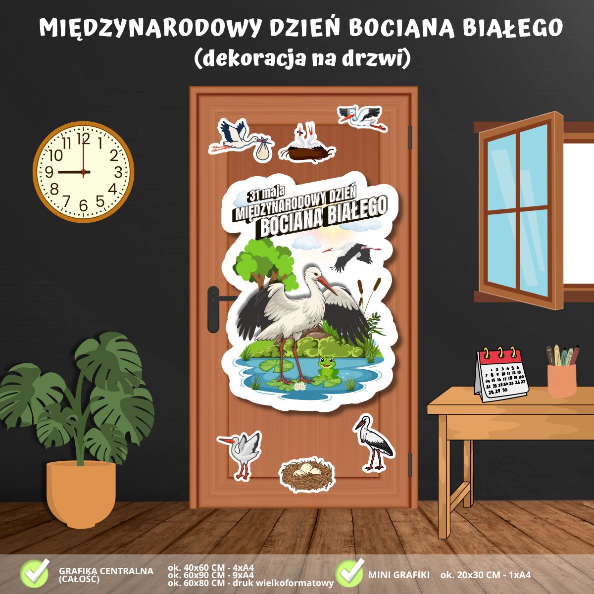 Międzynarodowy Dzień Bociana Białego – dekoracja na drzwi (PDF do druku) (2)