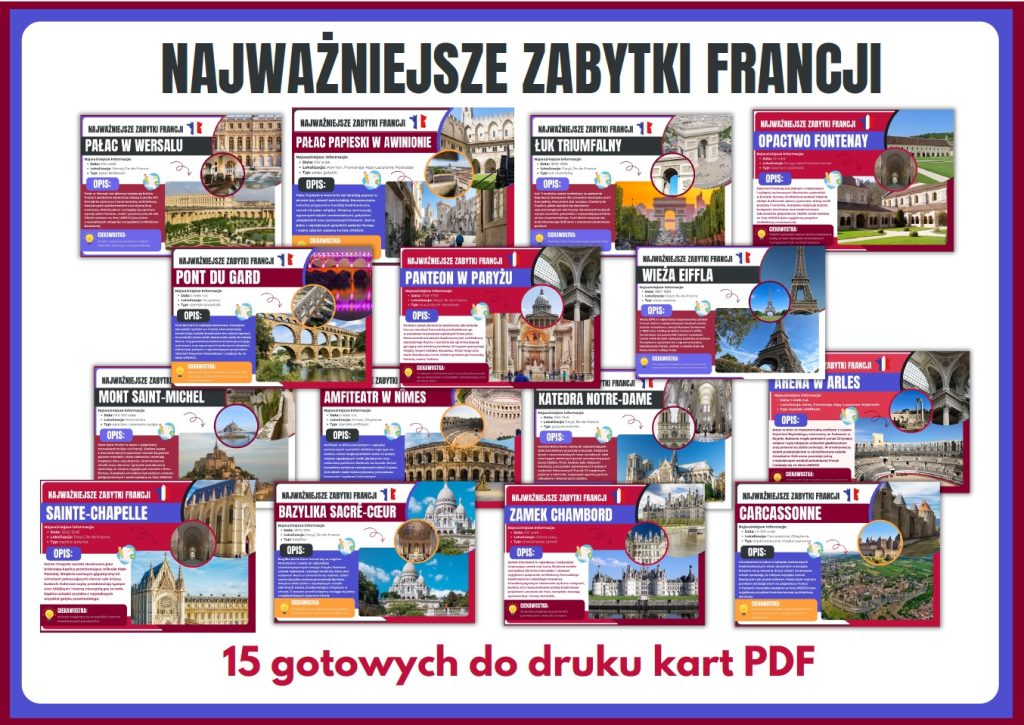 Najważniejsze zabytki Francji – gazetka szkolna – prezentacja PDF