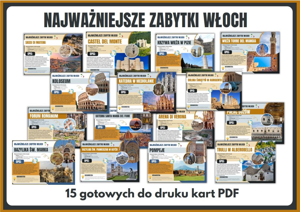 Najważniejsze zabytki Włoch – gazetka szkolna – prezentacja PDF