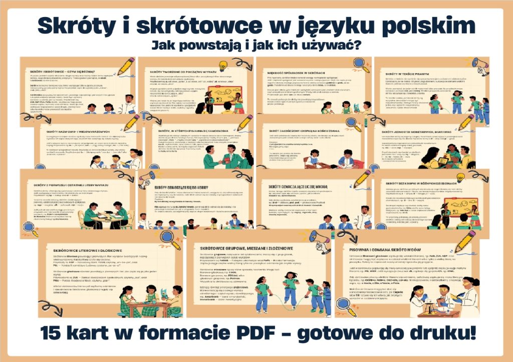 Skróty i skrótowce w języku polskim - gazetka szkolna - prezentacja PDF