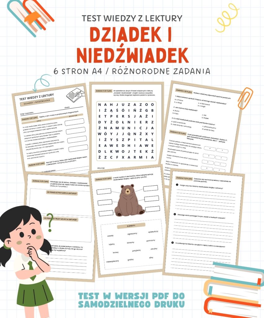 Sprawdzian Dziadek i niedźwiadek – 6 stron A4 (PDF)