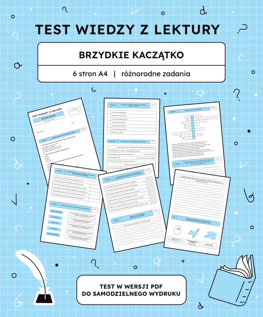 Test z lektury Brzydkie kaczątko – 6 stron A4 (PDF) sprawdzian