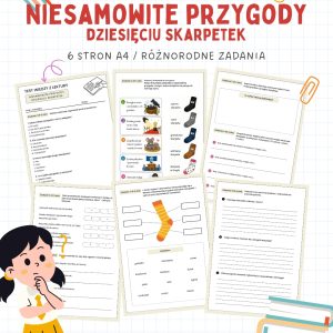 Test z lektury Niesamowite przygody dziesięciu skarpetek – 6 stron A4 (PDF) sprawdzian