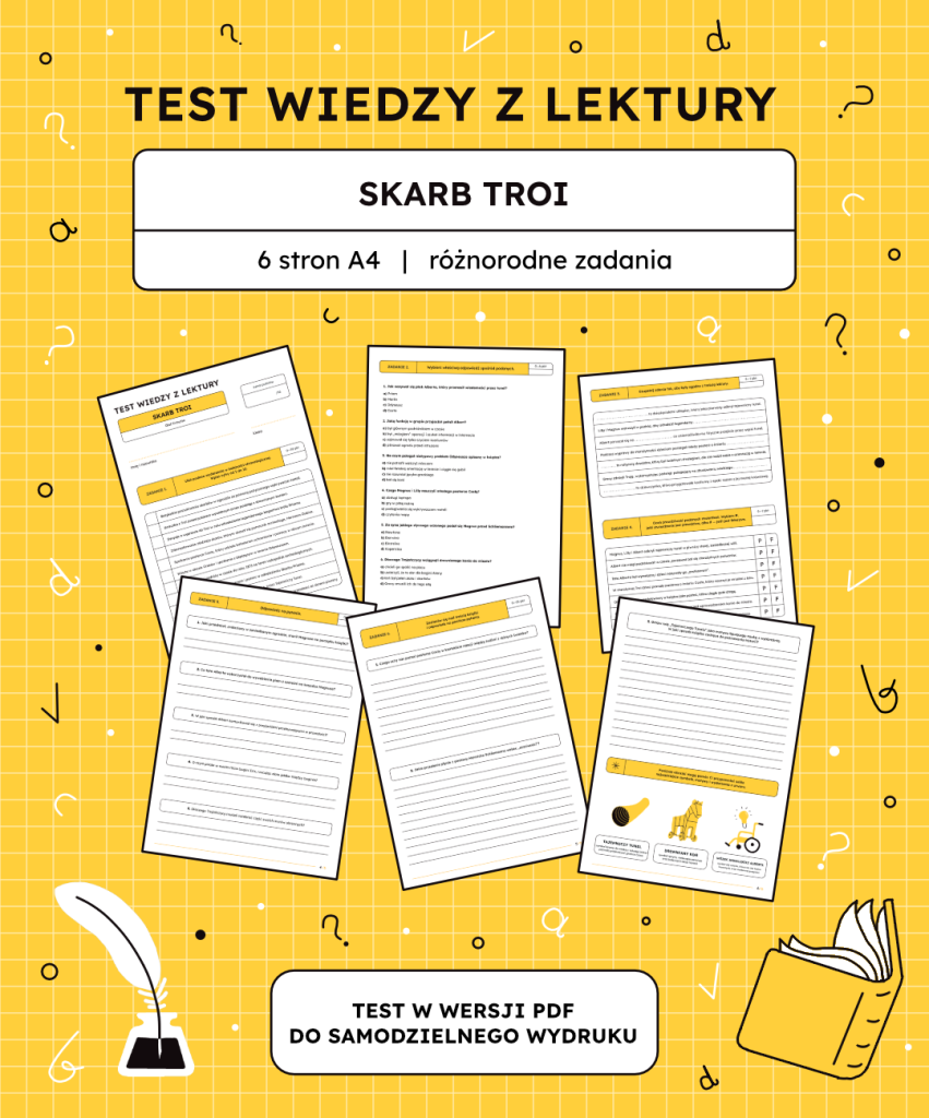 Test z lektury Skarb Troi – 6 stron A4 (PDF) sprawdzian