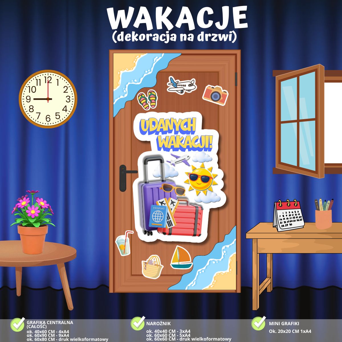 Udanych wakacji! – dekoracja na drzwi (PDF do druku) (1)