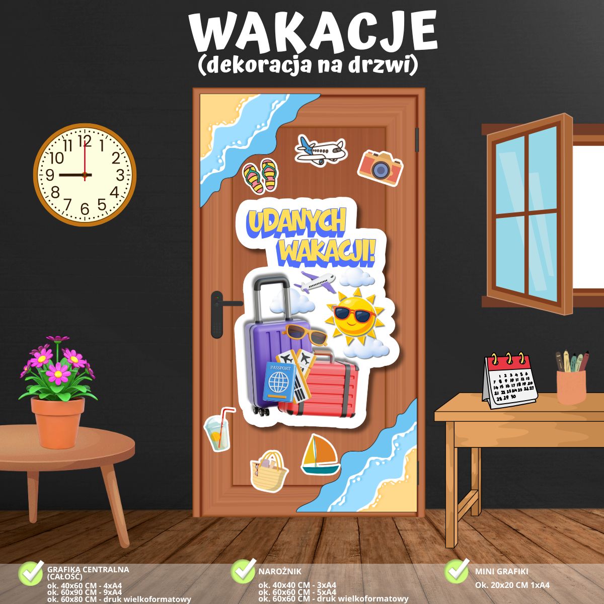 Udanych wakacji! – dekoracja na drzwi (PDF do druku) (2)