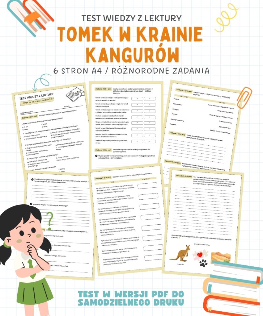 test-z-lektury-tomek-w-krainie-kangurow-6-stron-a4-pdf-sprawdzian