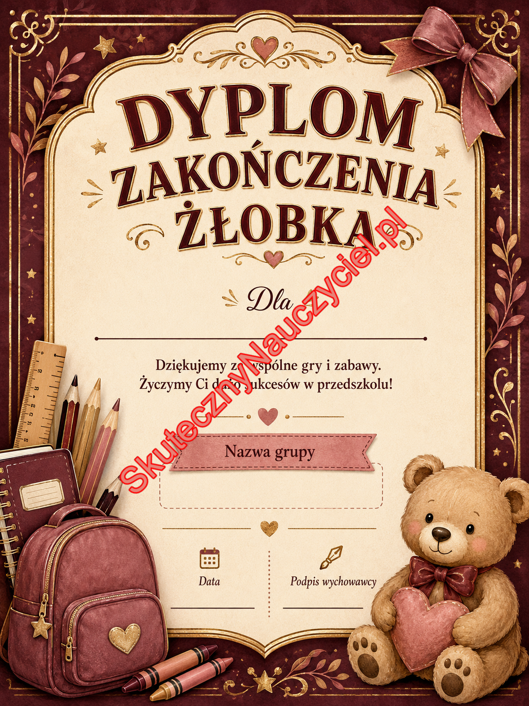 Dyplom na zakończenie Żłobka - PDF do druku 48