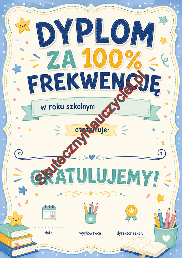 Dyplom za 100% frekwencję – do druku PDF (1)