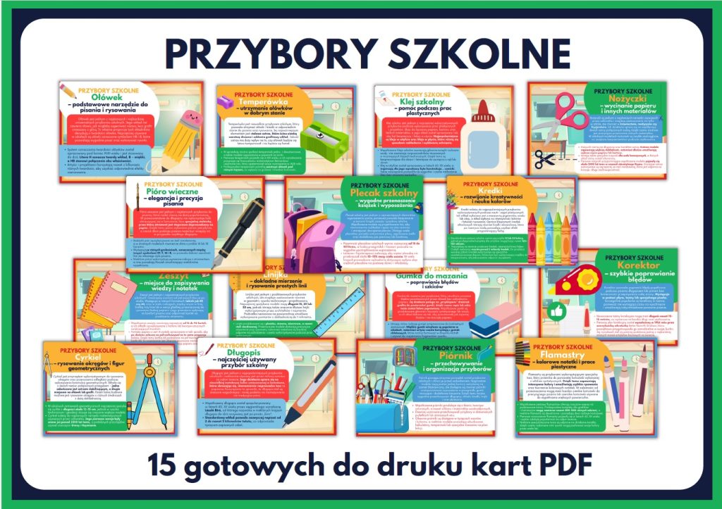 Przybory szkolne – gazetka szkolna – prezentacja PDF