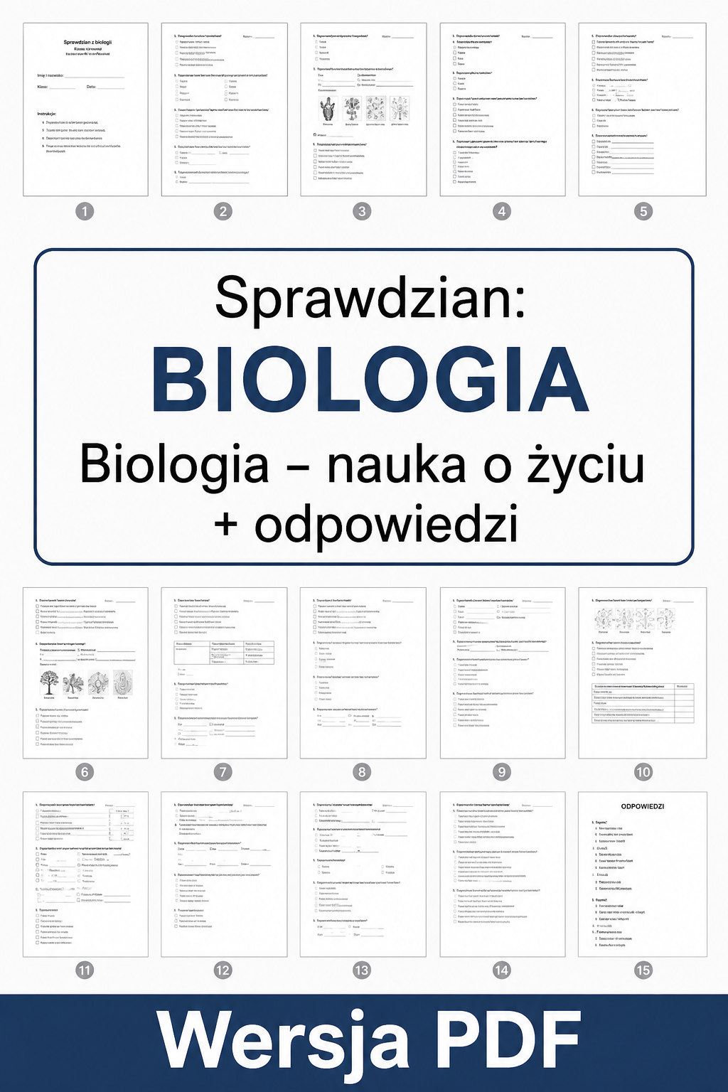 Sprawdzian z BIOLOGII (klasa 5 dział 1) – Biologia - nauka o życiu + odpowiedzi