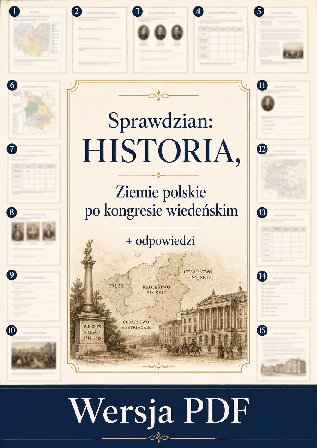 Sprawdzian z HISTORII PDF (klasa 7 dział 2) – Ziemie polskie po kongresie wiedeńskim + odpowiedzi