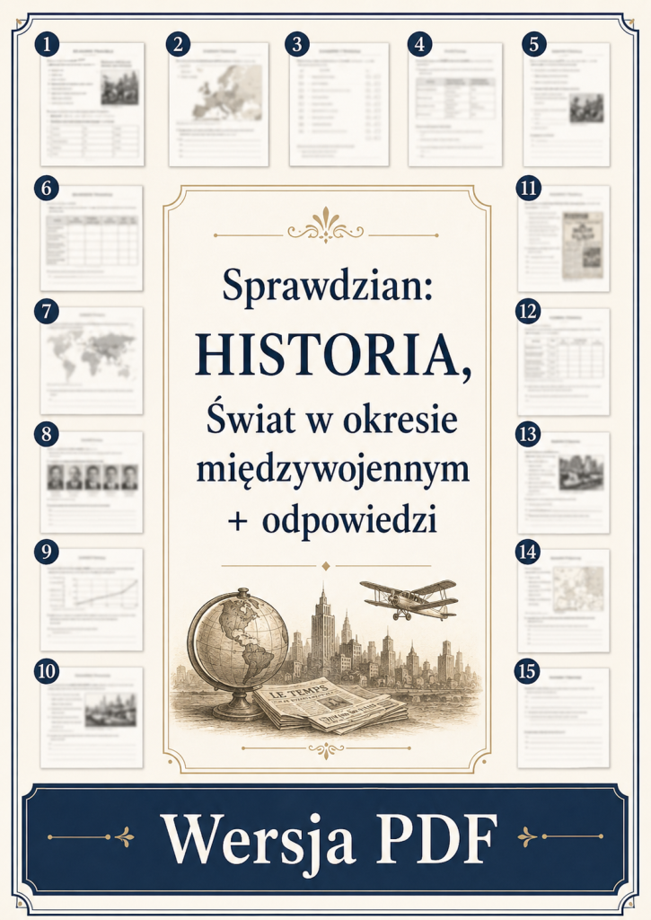 Sprawdzian z HISTORII PDF (klasa 7 dział 6) – Świat w okresie międzywojennym + odpowiedzi