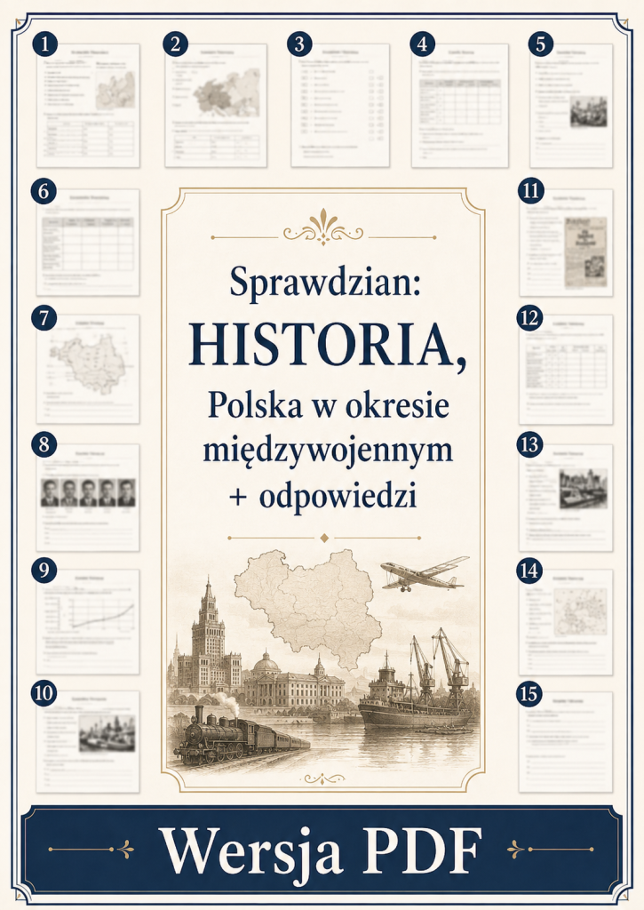 Sprawdzian z HISTORII PDF (klasa 7 dział 7) – Polska w okresie międzywojennym + odpowiedzi