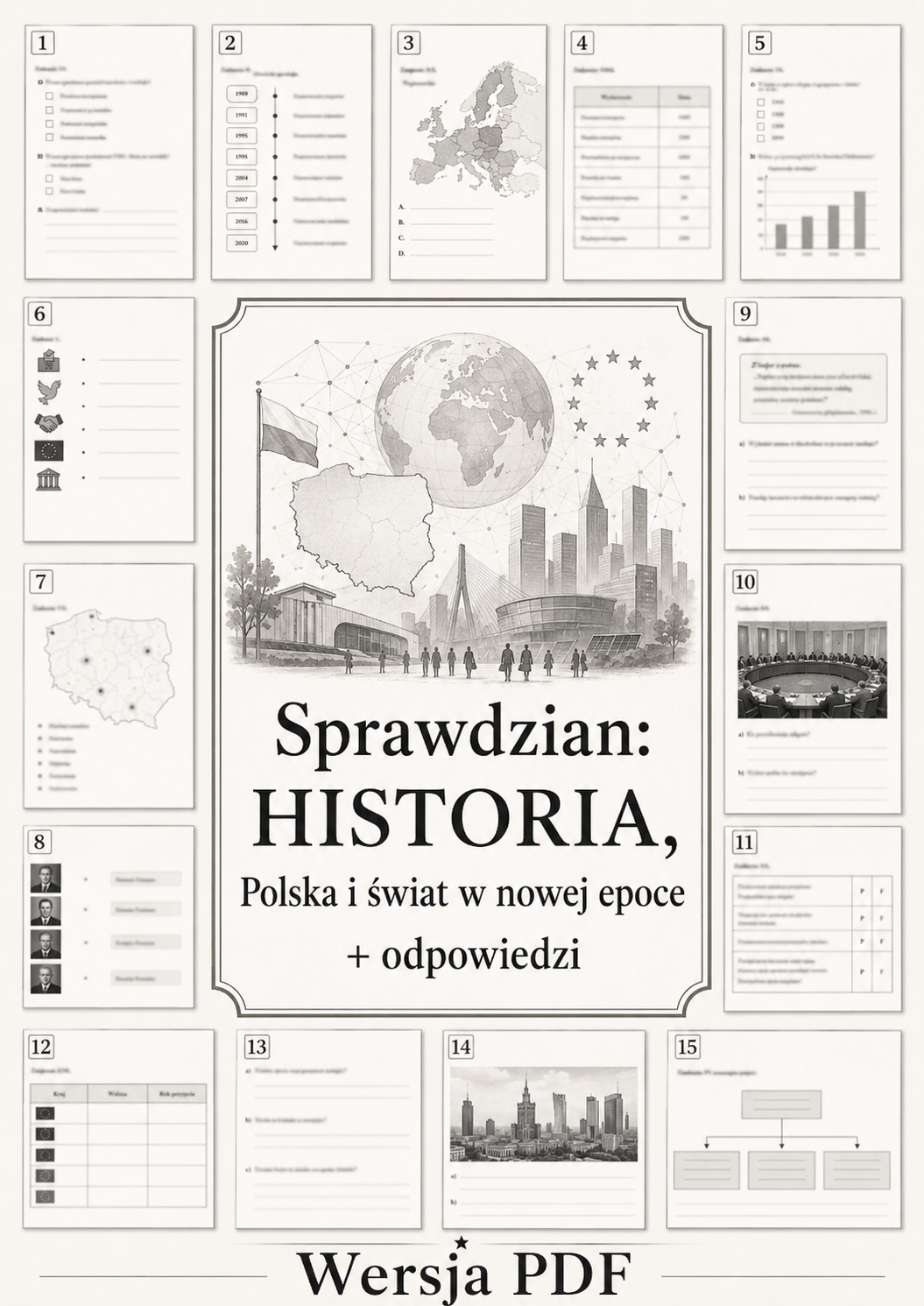 Sprawdzian z HISTORII PDF (klasa 8 dział 6) – Polska i świat w nowej epoce + odpowiedzi