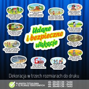 Udane i bezpieczne wakacje – dekoracja PDF do druku (2 rozmiary) (2)