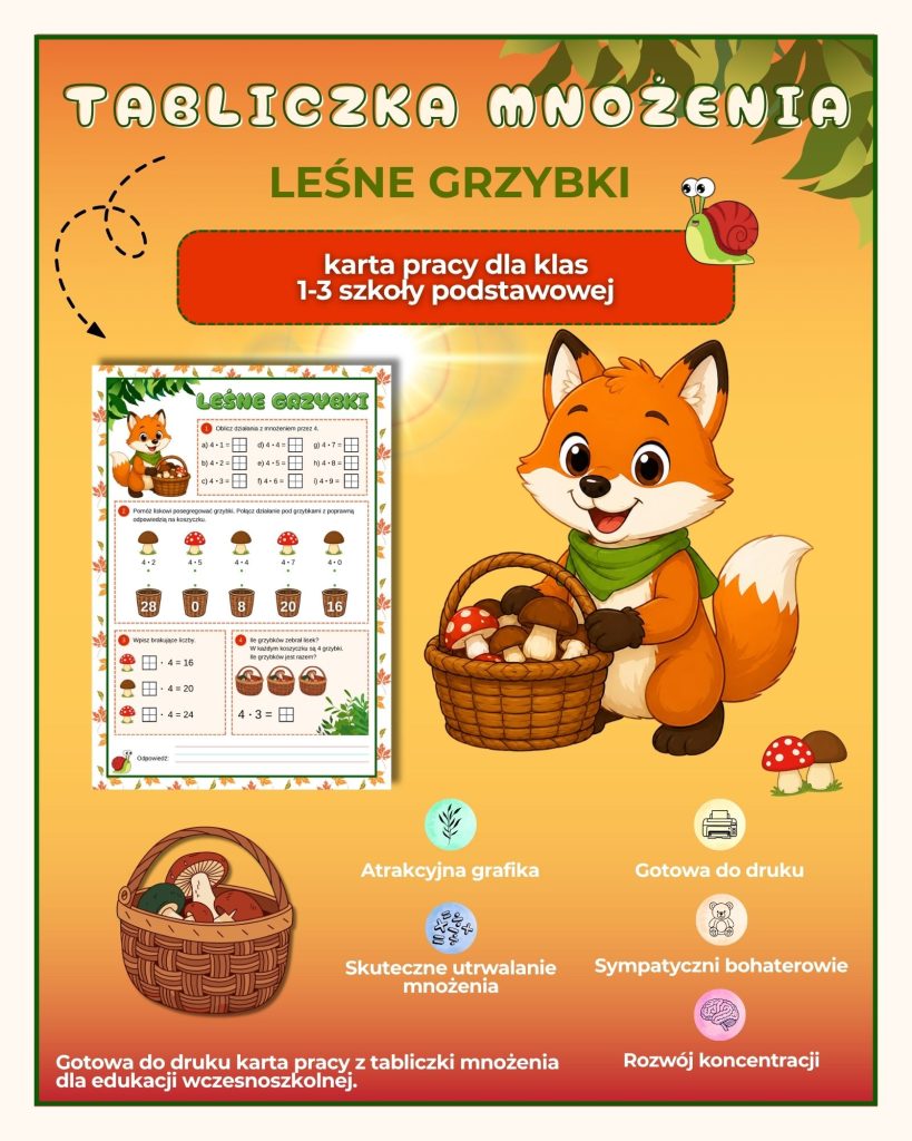 tabliczka-mnozenia-lesne-grzybki-karta-pracy-pdf-do-druku
