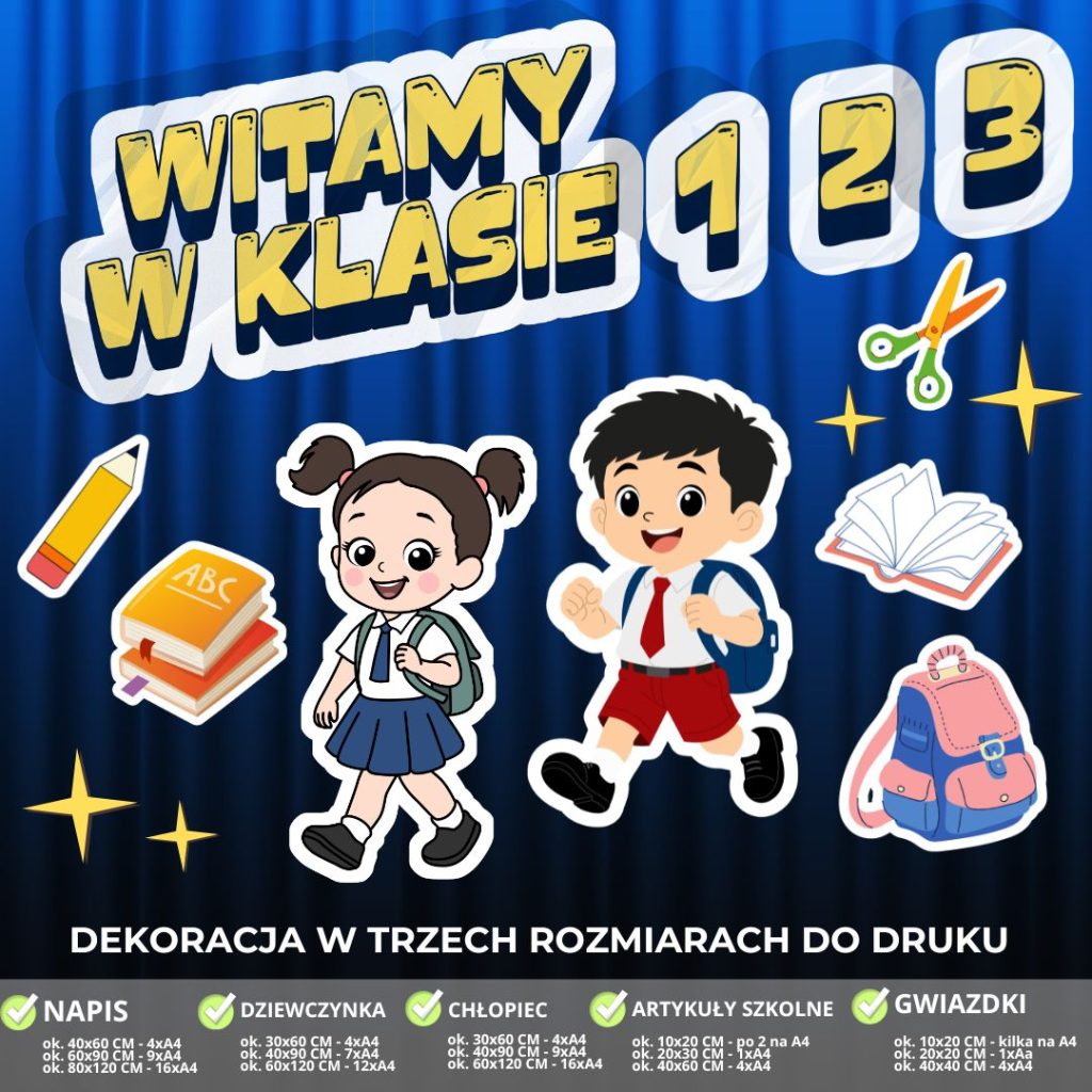 Dekoracja na rozpoczęcie roku szkolnego „Witamy w klasie 1,2,3” - PDF (1)