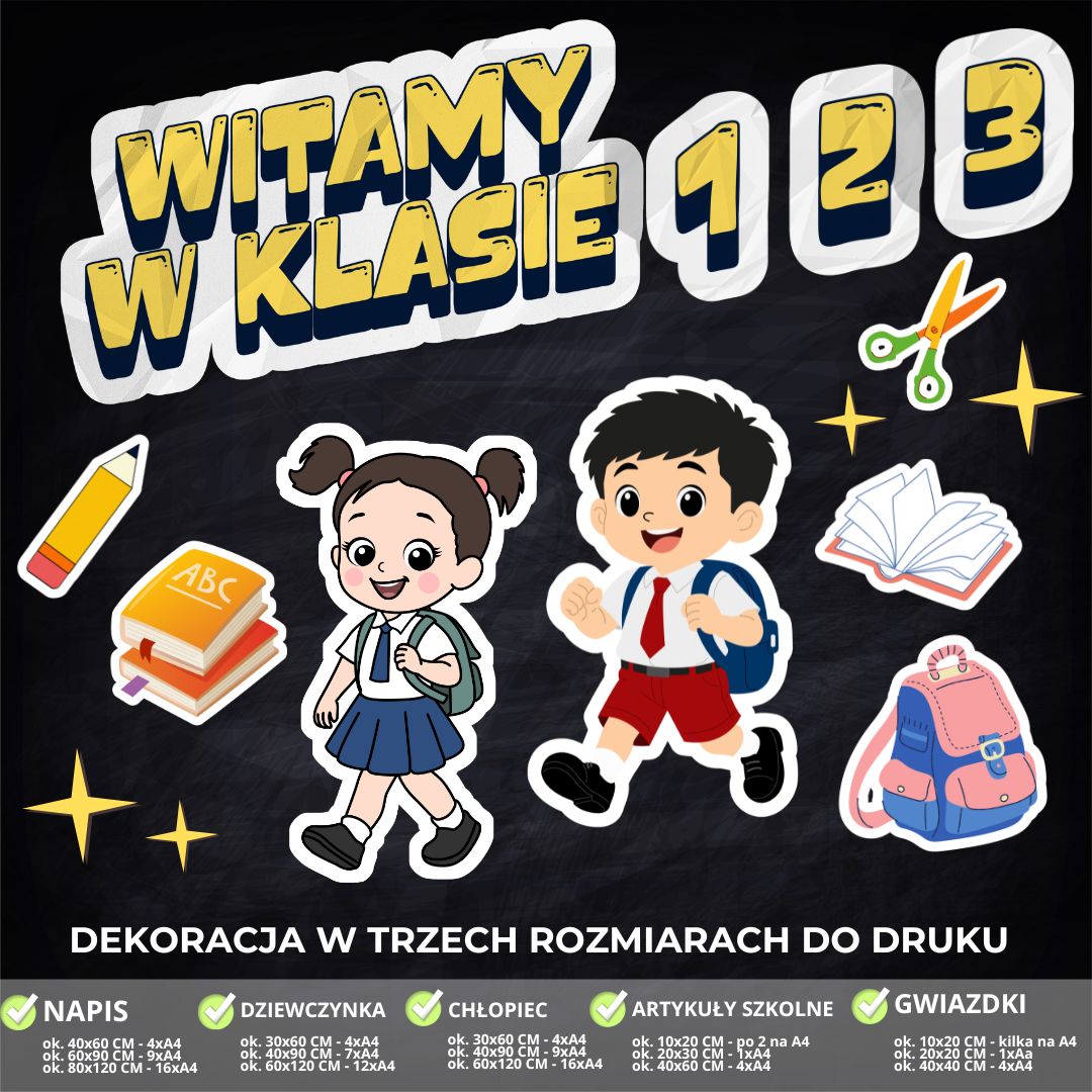 Dekoracja na rozpoczęcie roku szkolnego „Witamy w klasie 1,2,3” - PDF (3)