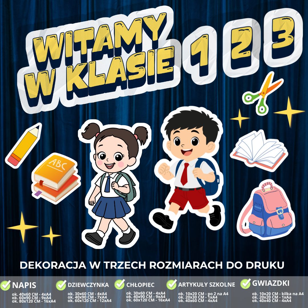 Dekoracja na rozpoczęcie roku szkolnego „Witamy w klasie 1,2,3” - PDF (4)