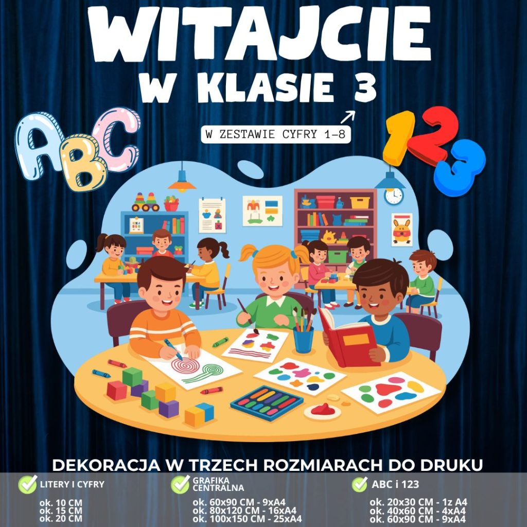 Dekoracja „Witajcie w klasie 1,2,3,4,5,6,7,8” – PDF (wersja 2) (3)
