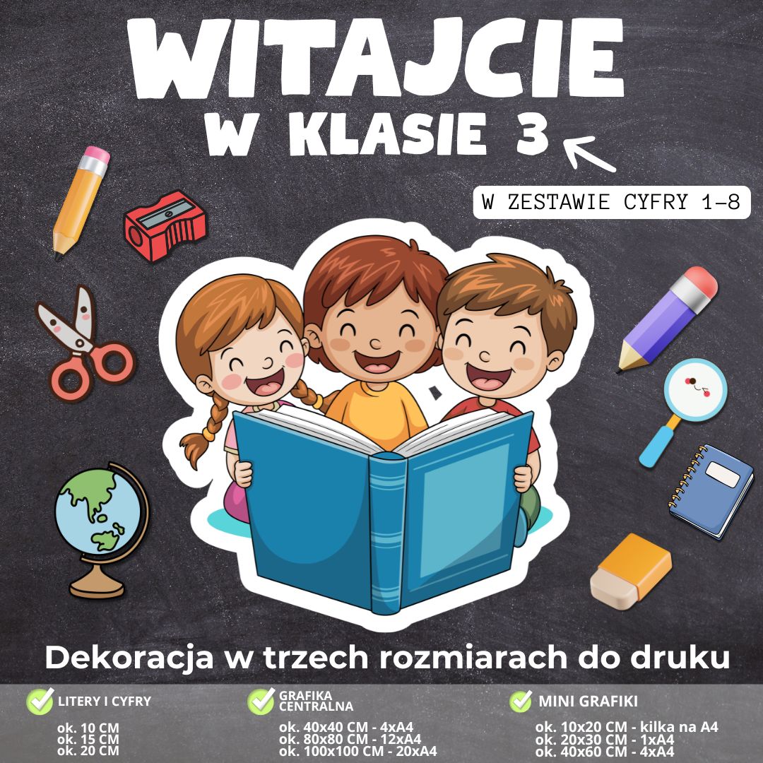 Dekoracja „Witajcie w klasie 1,2,3,4,5,6,7,8” – PDF (wersja 3) (1)