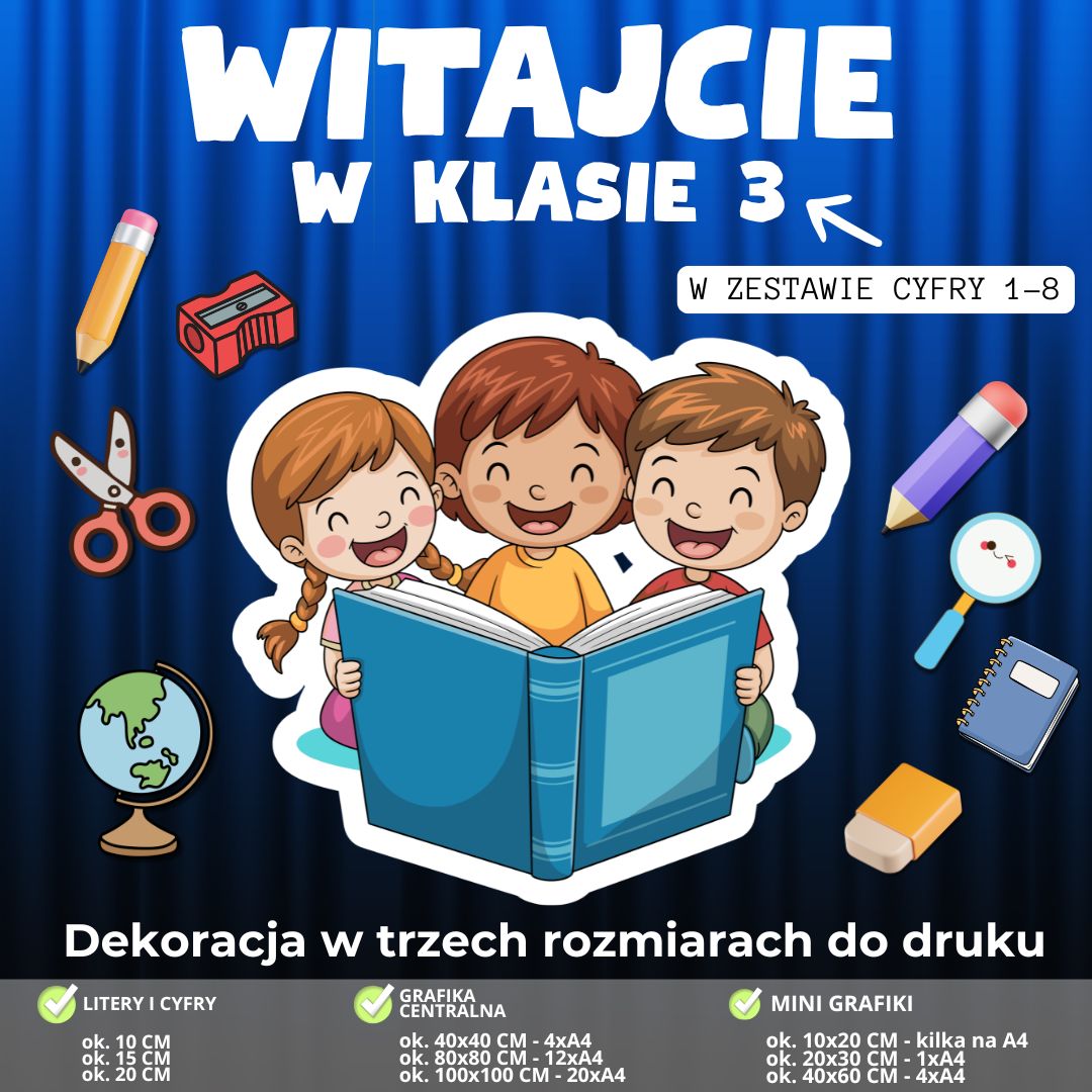 Dekoracja „Witajcie w klasie 1,2,3,4,5,6,7,8” – PDF (wersja 3) (2)