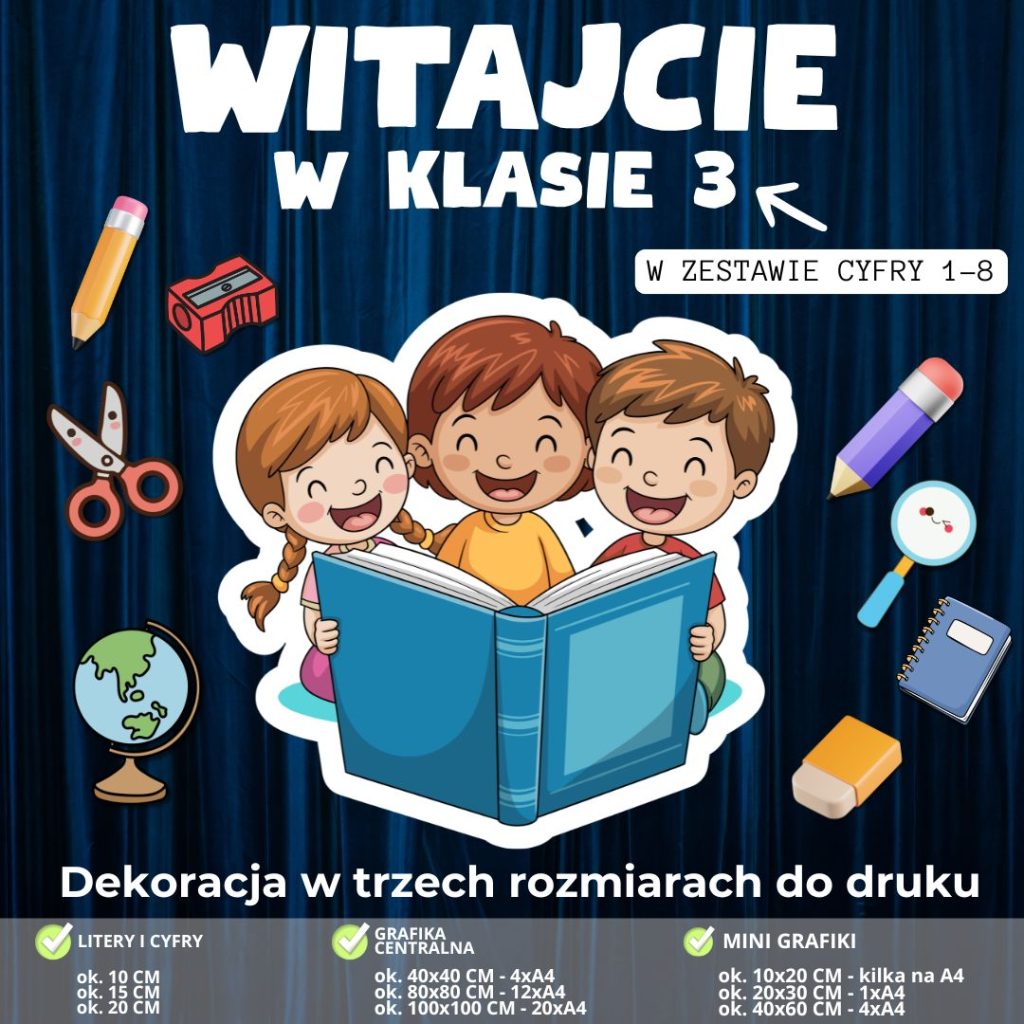 Dekoracja „Witajcie w klasie 1,2,3,4,5,6,7,8” – PDF (wersja 3) (3)