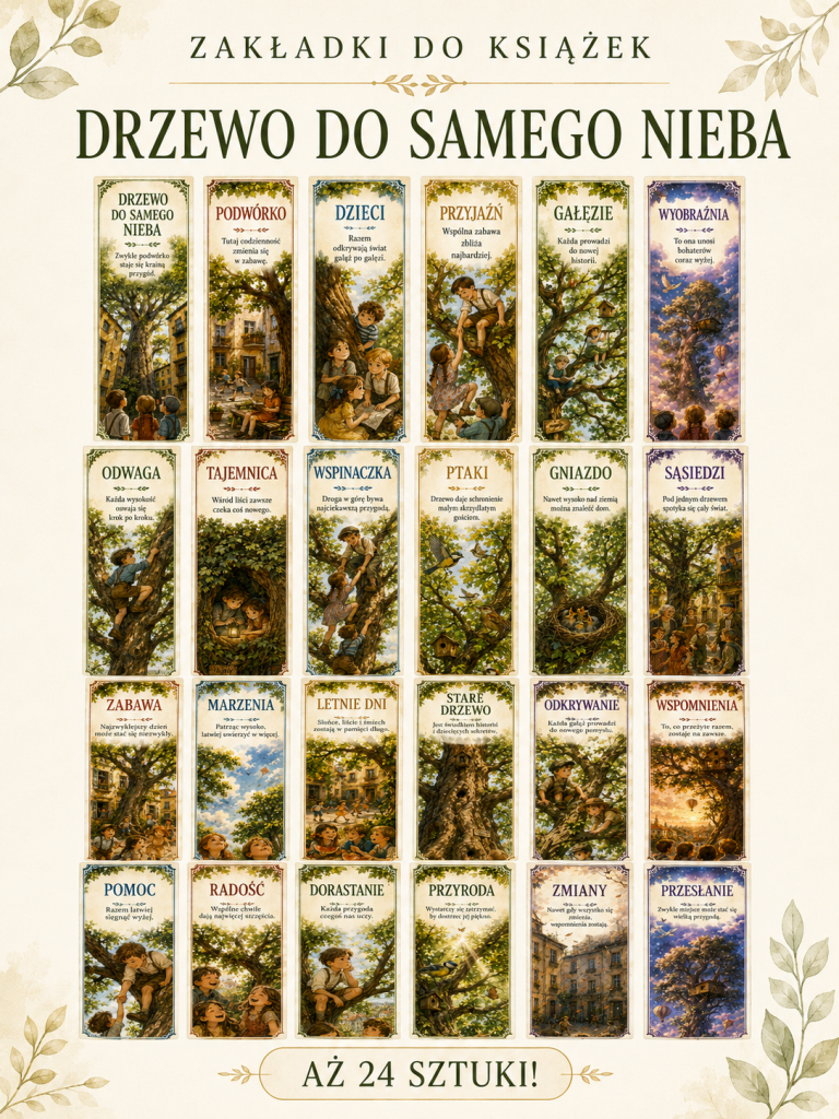 Drzewo do samego nieba – zakładki do książek do druku – PDF (24 sztuki)