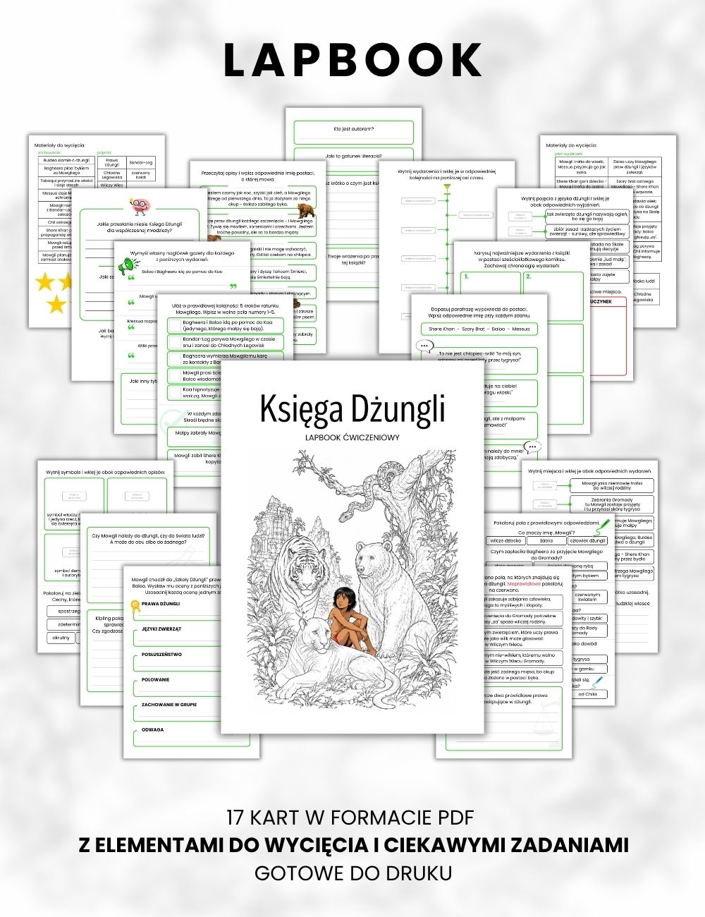 LAPBOOK Księga Dżungli (PDF do druku) karty pracy