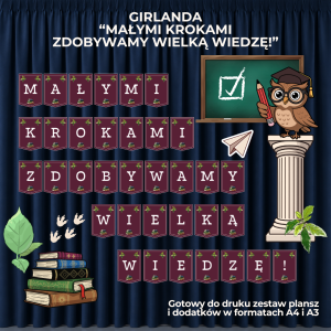 Napis Małymi krokami zdobywamy wielką wiedzę! – PDF do druku