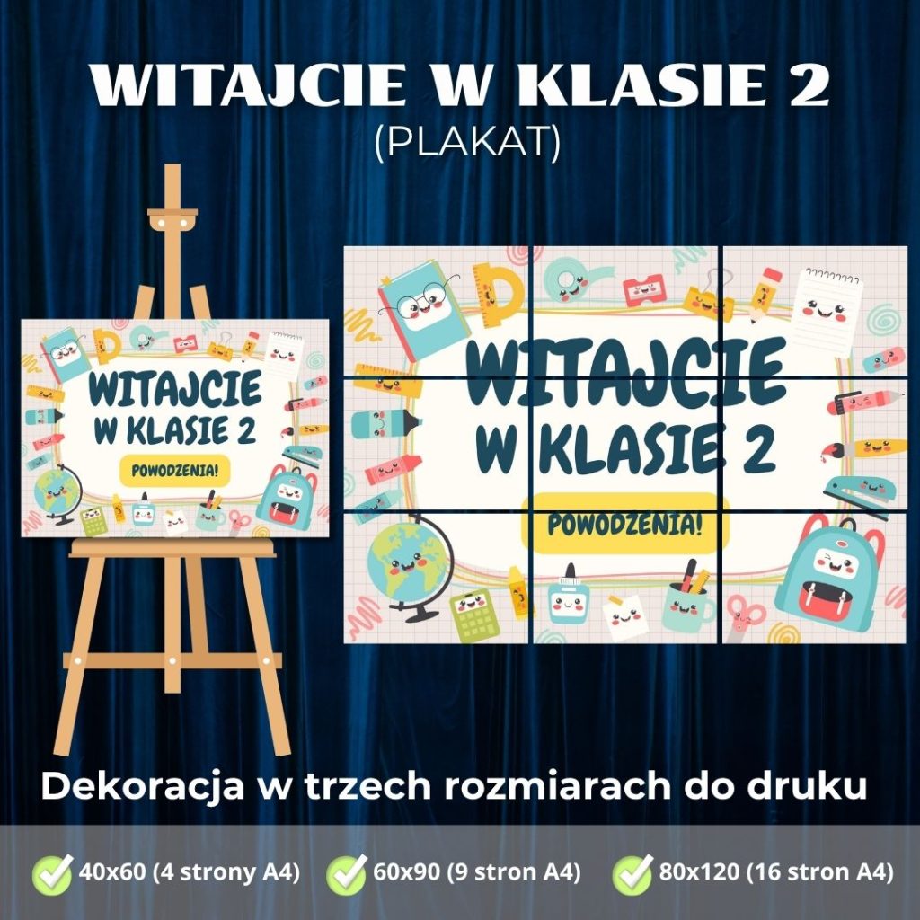 Plakat powitalny „Witajcie w klasie 2” – PDF do druku (3)