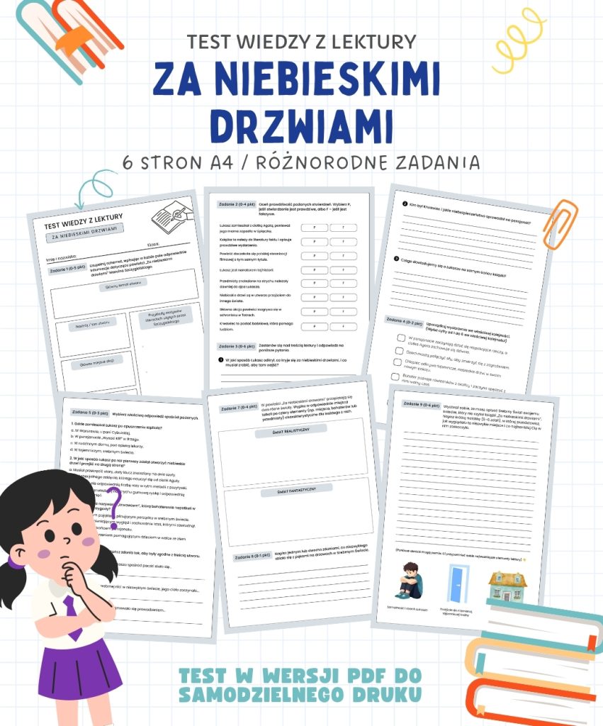 Sprawdzian Za niebieskimi drzwiami – 6 stron A4 (PDF do wydruku)