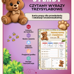 Sylaby - karty pracy - (Czytamy wyrazy trzysylabowe) - PDF do druku
