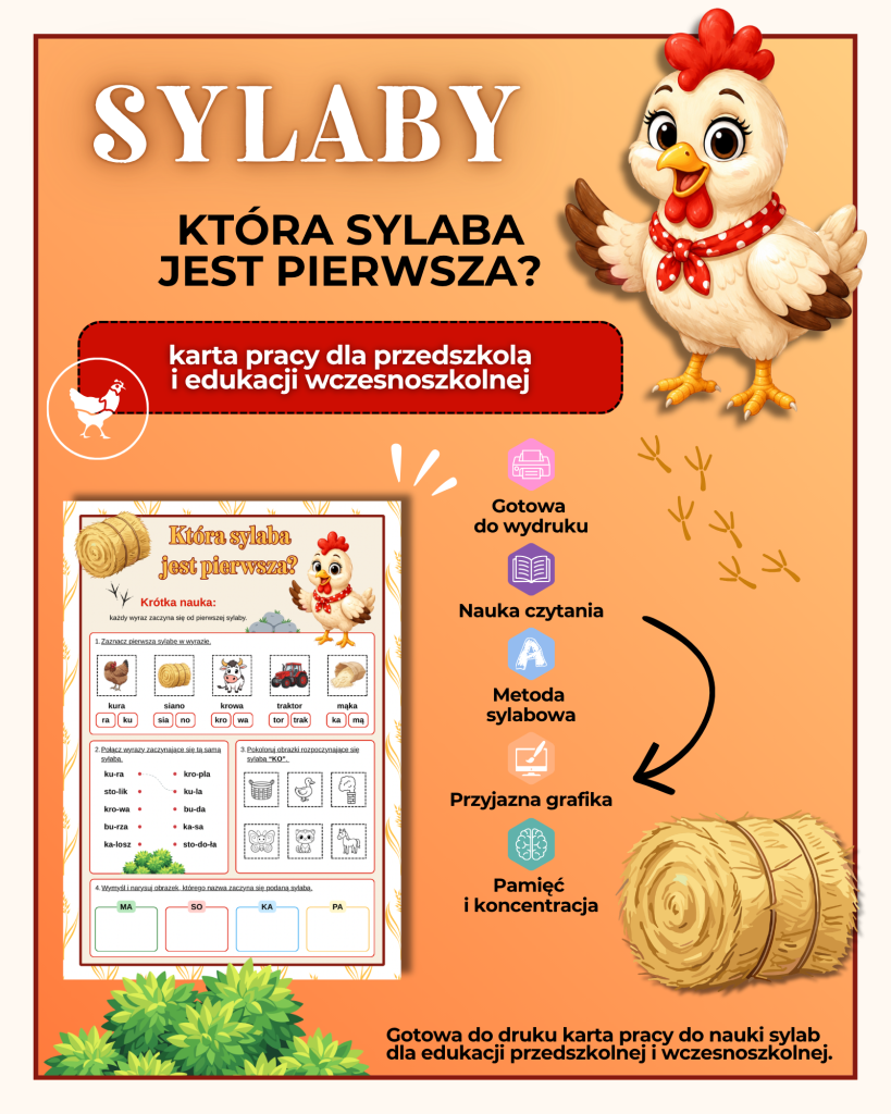 Sylaby - karty pracy - (Która sylaba jest pierwsza) - PDF do druku