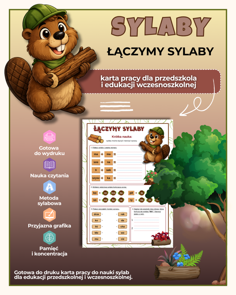 Sylaby - karty pracy - (Łączymy sylaby) - PDF do druku