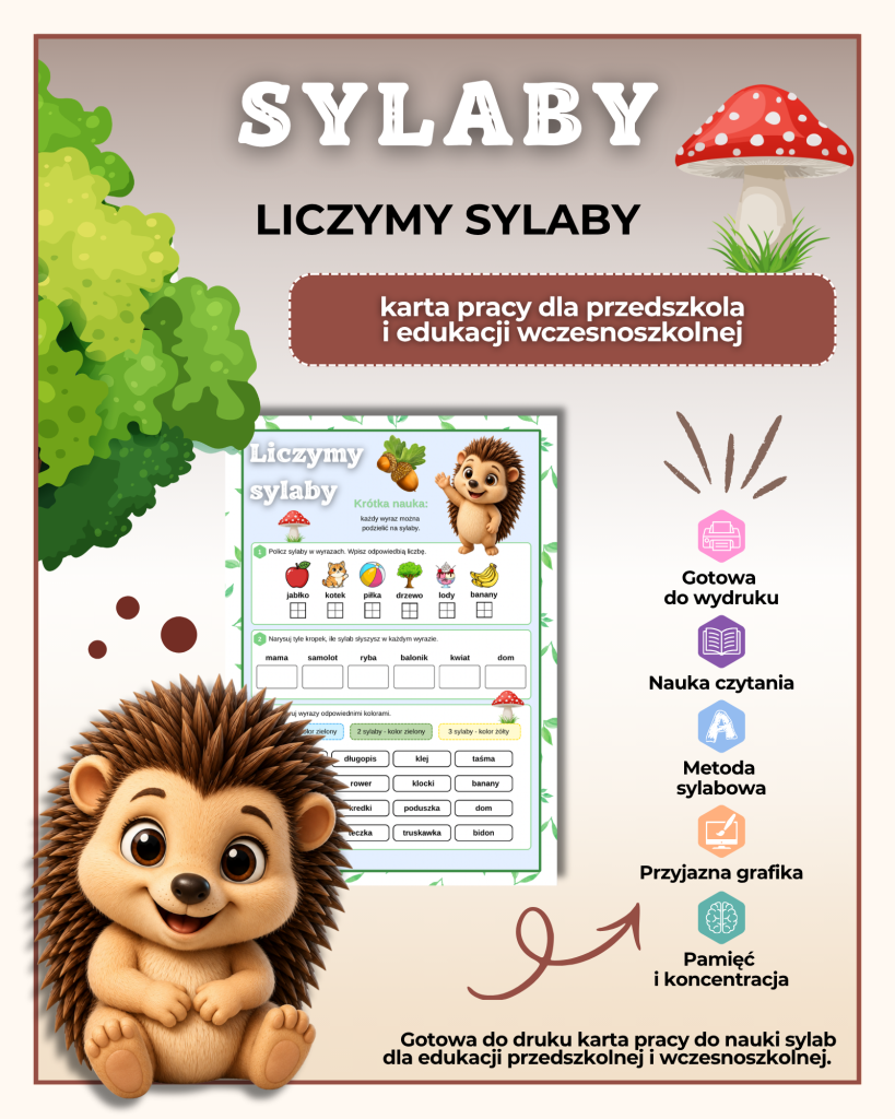 Sylaby - karty pracy - (Liczymy sylaby) - PDF do druku