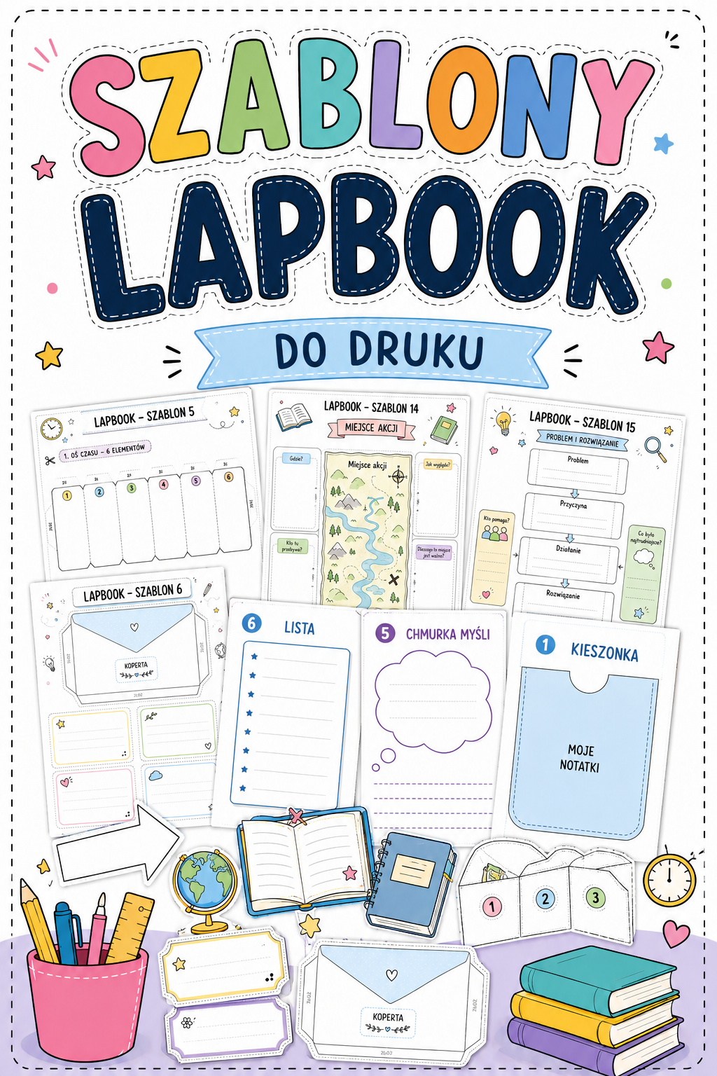 Szablony do lapbooka - wklejki - do druku PDF