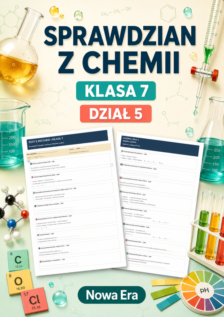 Sprawdzian z CHEMII (klasa 7 dział 5) – Woda i roztwory wodne + odpowiedzi