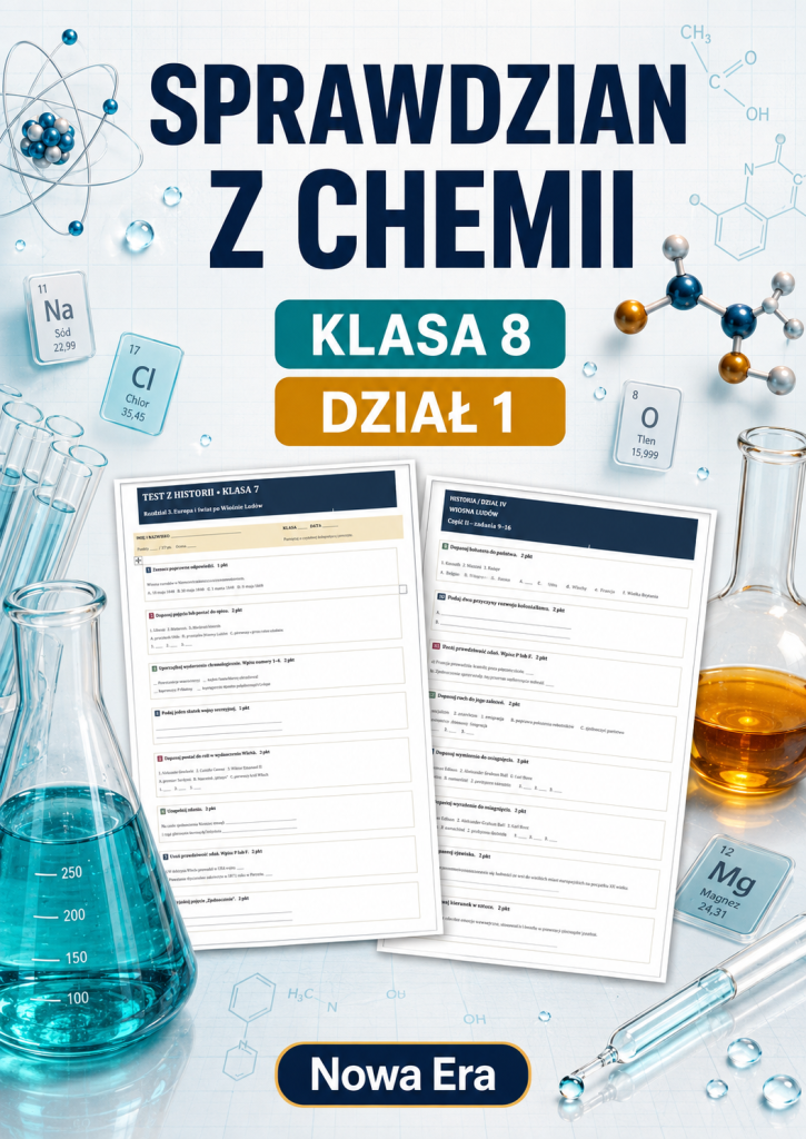 Sprawdzian z CHEMII (klasa 8 dział 1) – Kwasy + odpowiedzi