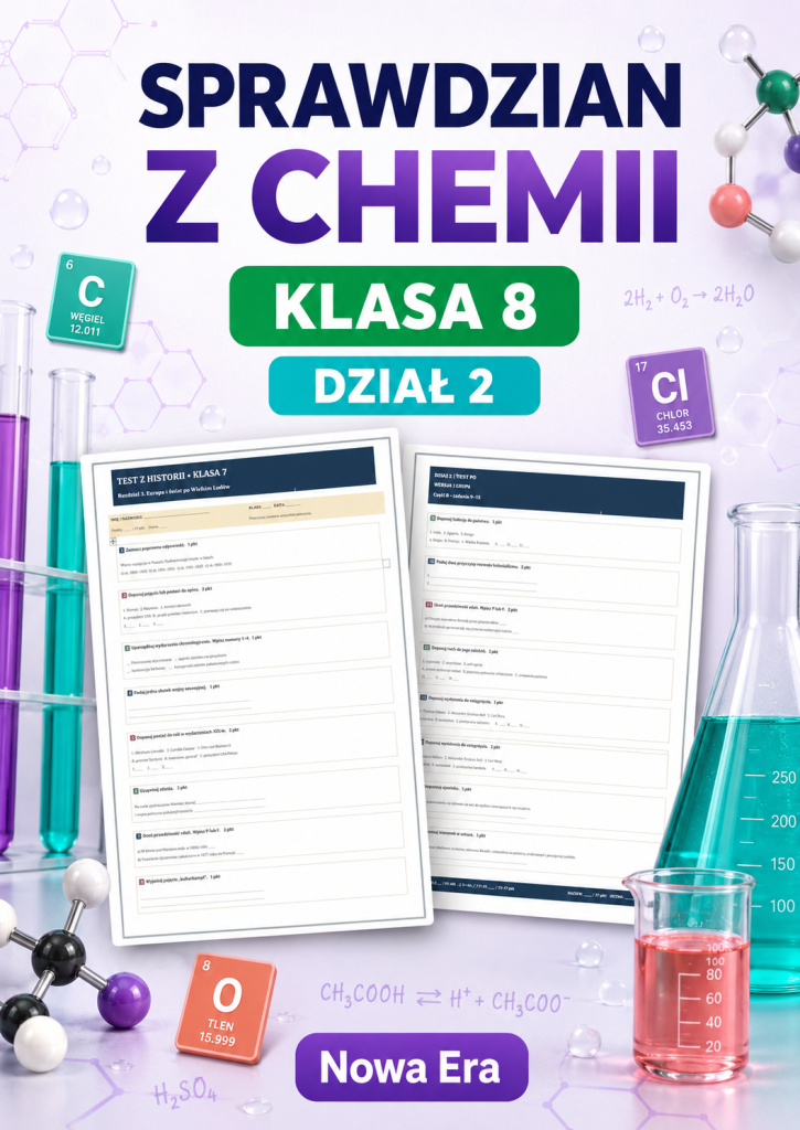 Sprawdzian z CHEMII (klasa 8 dział 2) – Sole + odpowiedzi