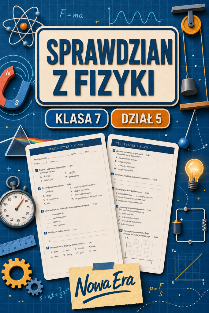 Sprawdzian z FIZYKI (klasa 7 dział 5) – Dynamika + odpowiedzi