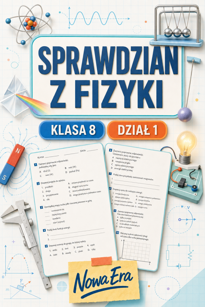 Sprawdzian z FIZYKI (klasa 8 dział 1) – Elektrostatyka + odpowiedzi