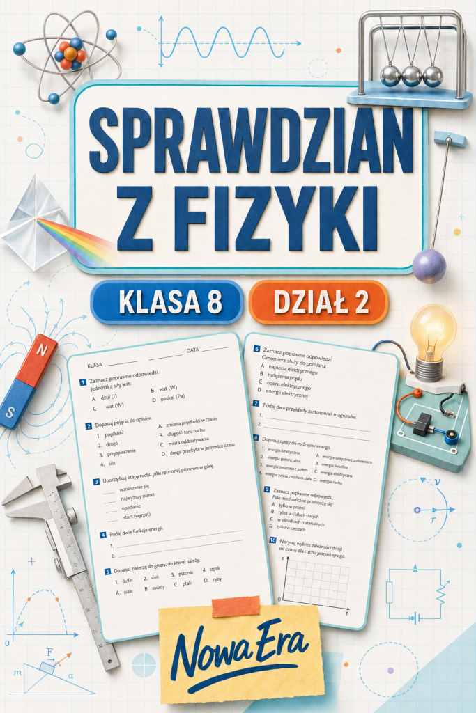Sprawdzian z FIZYKI (klasa 8 dział 2) – Prąd elektryczny + odpowiedzi