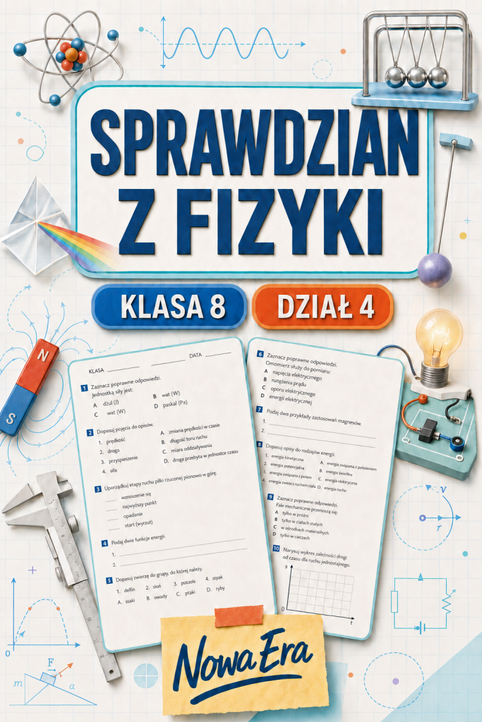 Sprawdzian z FIZYKI (klasa 8 dział 4) – Drgania i fale + odpowiedzi