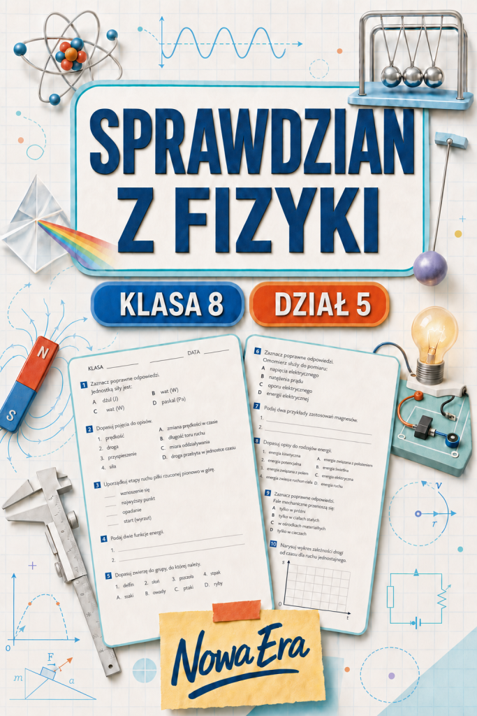 Sprawdzian z FIZYKI (klasa 8 dział 5) – Optyka + odpowiedzi